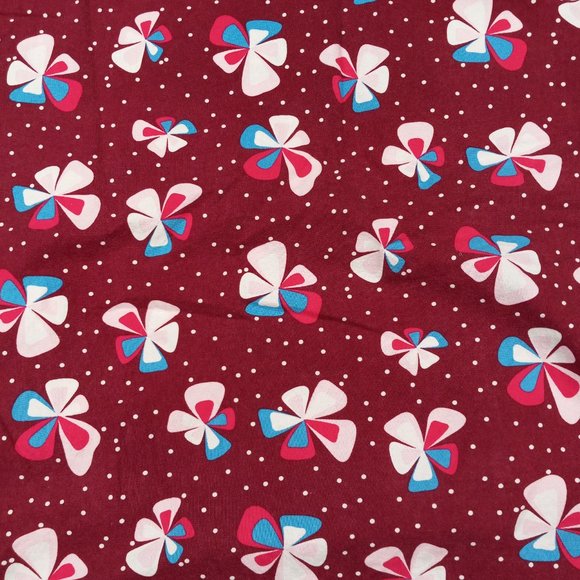 Dickies Small Scrub Top Dark Red Floral Polka Dots - Picture 6 of 6
